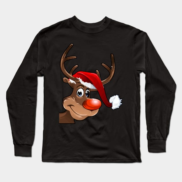 Santa Claus Reindeer Long Sleeve T-Shirt by AdeShirts